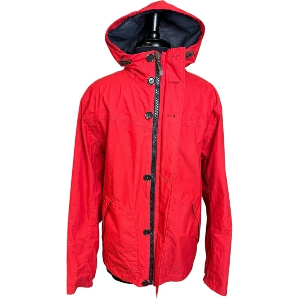 Timberland Men’s Red Waterproof Hooded Performance Rain Jacket Size Small